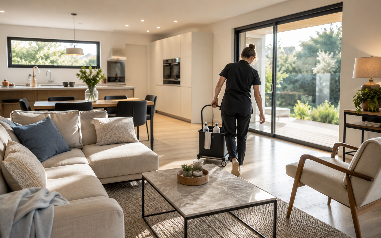 Intérieur propre et lumineux après une intervention de ménage professionnel.
